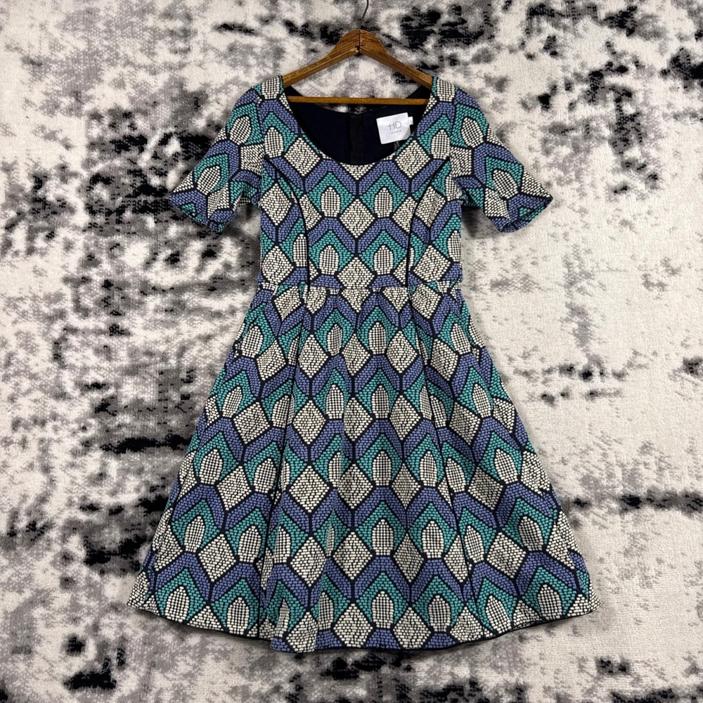 HD in Paris Blue Teal Patterned Midi Dress
